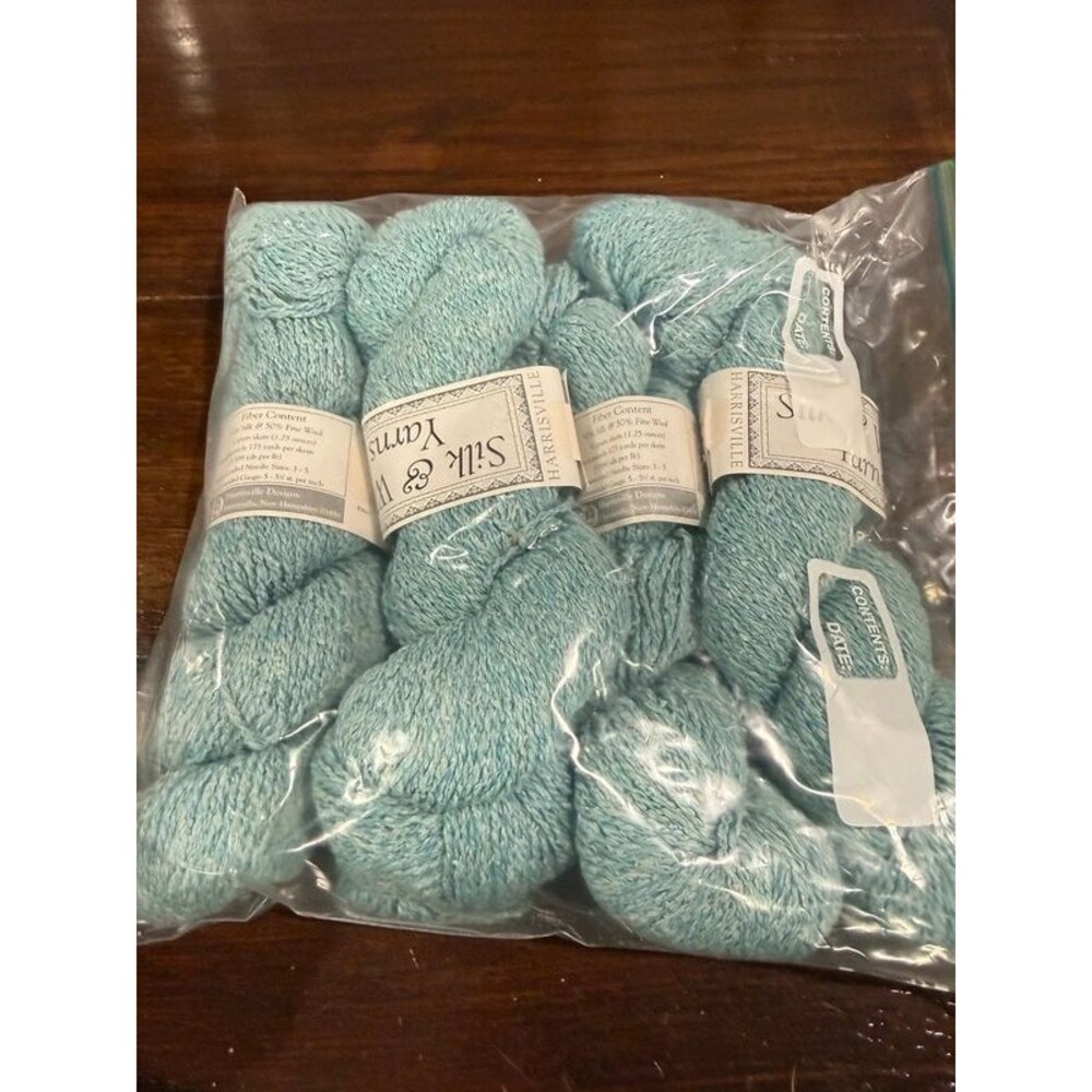 Harrisville Designs Silk Wool Yarn Lot 4 Light Aqua DK 200g 700 Yards